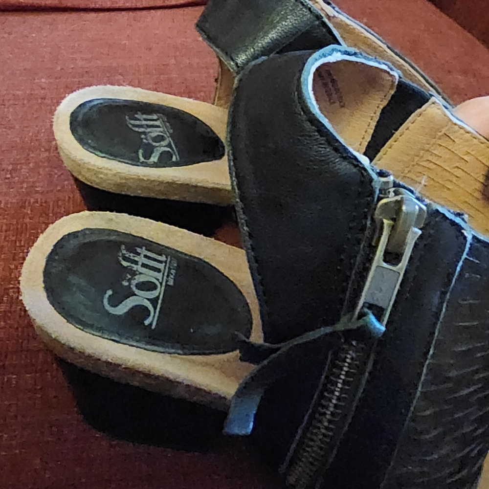 Black Soft Open Toed Booties. - image 6